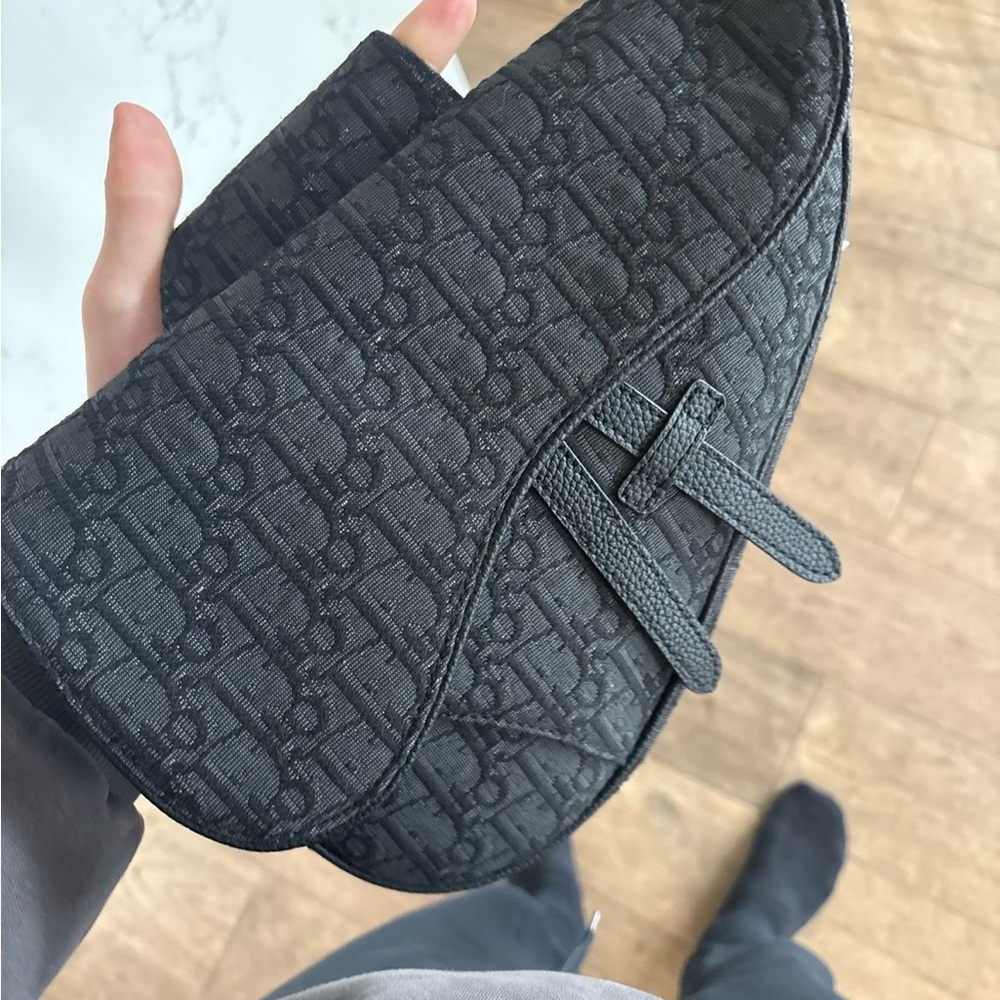 Dior Black Oblique Jacquard Saddle Bag